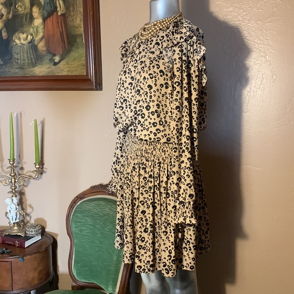 NWOT Scotch & Soda Magical Altitudes Leopard Print Ruffle Midi Dress.  Sz S - Picture 3 of 5